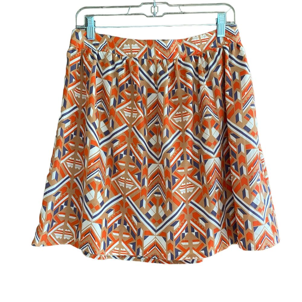 Anthropologie Emmalee Skirt Aztec Print Size L Exposed Zipper Lined Southwestern
